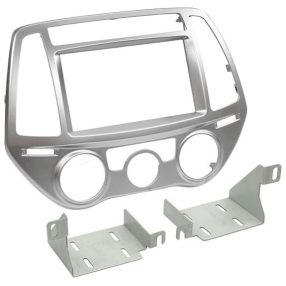 Hyundai i20 2 DIN autórádió beszerelő keret, Ezüst