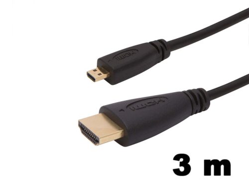 Thunder HDM17-3M Type D Micro HDMI - HDMI kábel, aranyozott dugók, 3m