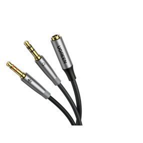   Ugreen AV193 Fejhallgató + mikrofon egyesítő kábel (4Pin Jack mama - 2x 3Pin Jack papa) - (20 cm)
